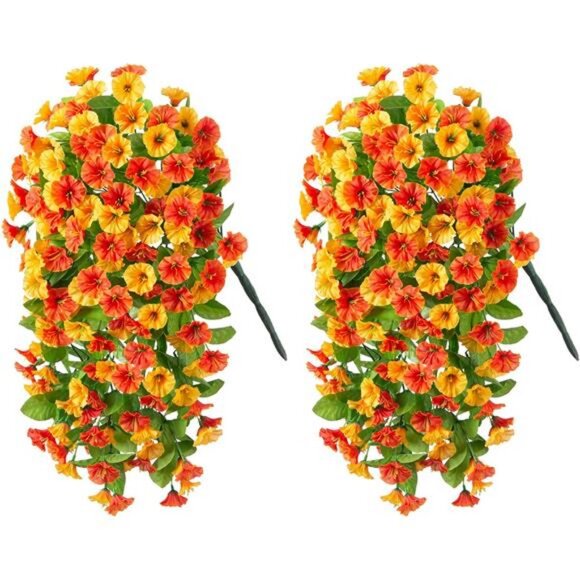 Autumn Artificial Fake Hanging Flowers Plants for Outdoor Fall Decor, 2PCS - Picture 2 of 6